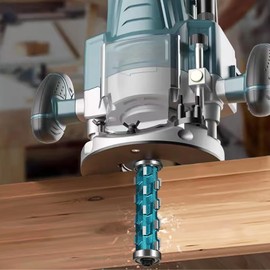 Vearter Spiral Flush Trim Router Bit 1/2 Inch Round Shank, 2-61/64 Dia YG8 Carbide Bit, Double Bearing Spiral Trimming Tool Woodworking Milling Cutter Tool for Wood MDF