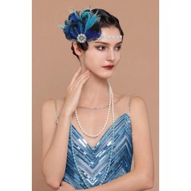 BABEYOND Flapper Headpiece for Women - 1920s Headband Roaring 20s Great Gatsby Accessories Rhinestone Feather Hair Clip