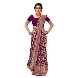 Nivah Fashion Women's Banarasi Art Silk Saree with Blouse Piece(NH.S13-Purple)