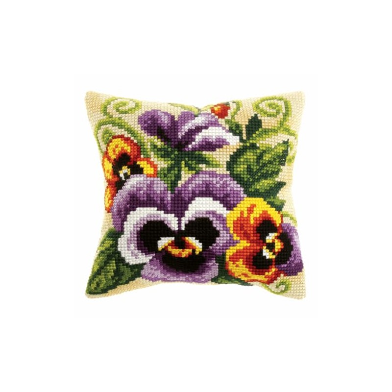Orchidea Pansies Pillow Needlepoint Kit