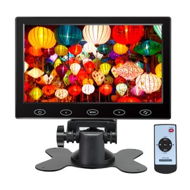 WHOLEV 7" FHD Security Monitor with Remote, PC Monitor (VGA, HDMI, BNC, AV, USB), Built-in Speaker, 178 Wide Angle