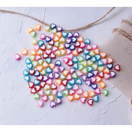 Ruwado 150 Pcs Heart Shape Beads with 2 Holes Acrylic Multi Color Love Mixed Flat Loose Pony Beads for DIY Jewelry Making Bracelet Necklace Crafting Key Chain Ring Earring (Heart)