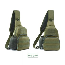 Unbranded Men Backpack Molle Outdoor Tactical Sling Chest Pack Hiking Travel Shoulder Bag - Army Green