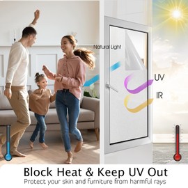 HIDBEA Frosted Window Privacy Film Heat Control UV Blocking, Static Cling Non-Adhesive Reusable Door coverings for Bathroom Home Office (Frosted 17.3 Inch x 13.1 Feet)