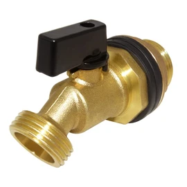 Hooshing Brass Rain Barrel Spigot Water Container, 1 Inch O.D. Inlet to 3/4" GHT Outlet with Quarter Turn Ball Valve Bulkhead Fitting for Outdoor Plastic Bucket Water Tanks