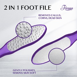Fivona Foot File - Callus Remover, Double Sided Foot Rasp for Dry Heels, Feet Scrubber for Dead Skin, Foot Scraper for Corn Removal
