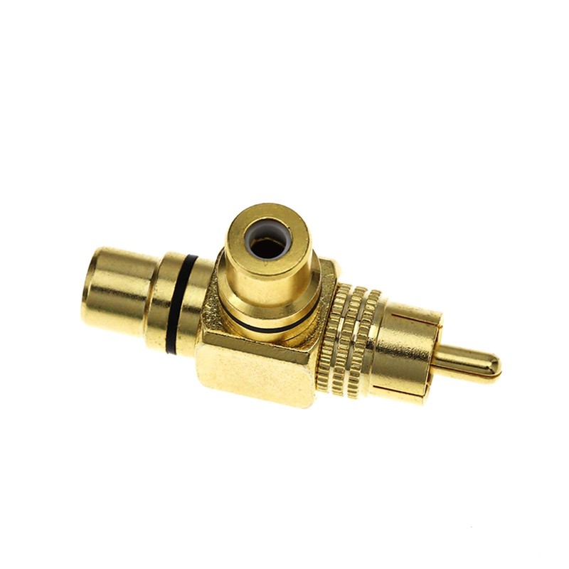 1RCA Male to 2RCA Female Right Angle Splitter Adapter Gold