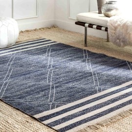 nuLOOM Roberge Diamonds Indoor/Outdoor Area Rug, 6' 7" x 9', Blue