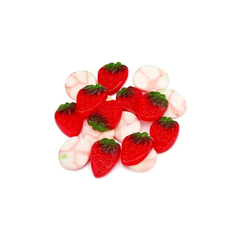 Bayside Candy Strawberries with Cream Gummies – Strawberry-Shaped Gummies with