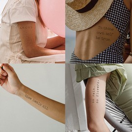 Everjoy Realistic Temporary Tattoos - 2 Sheets Large Waterproof Inspirational Words for Women and Men