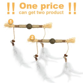 PAZ'S GIFT Cat Toys Catnip Toys Cat Kick Toy Natural Silvervine Catnip Sticks Kitten Teeth Molar Chew Toys, cat Indoor Toys Interactive cat Cleaning Teeth (Feather cat Chewing Stick)