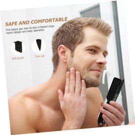 TOVINANNA Dual-head Beard Filling Pen Brush for Men Mustache Outline Tool Deep Brown Color Durable Skin-friendly Beard Styling Filler for Shaping and Filling