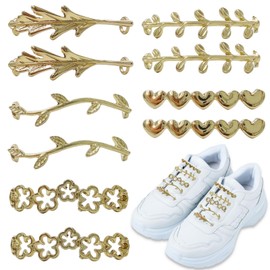 HeartYue Shoelace Charms for Sneakers DIY Decorative Shoe Clips Gold Metal Shoelace Charm Decoration Accessories for Sneakers Casual Shoes Women 10 Pcs