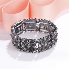 EVER FAITH Crystal Wedding Vintage Inspired Knot Ethnic Stretch Bracelet for Women Girls, Crystal