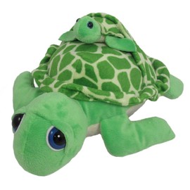 WISHPETS Green Sea Turtle with Baby Attached Stuffed Animal Plush Toy