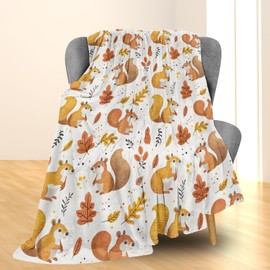 Ti Caldi Cute Squirrel Blanket, Soft Lightweight Flannel Throw Blanket for Couch, Bed, Travel, Living Room & Home Decor, Cozy Warm Fluffy Fuzzy Blankets for Adults Women Girls 60×50 in