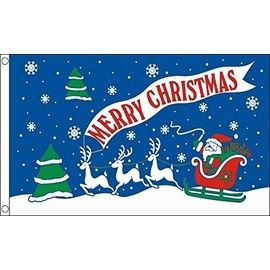 Merry Christmas Blue Small Flag 3ft x 2ft