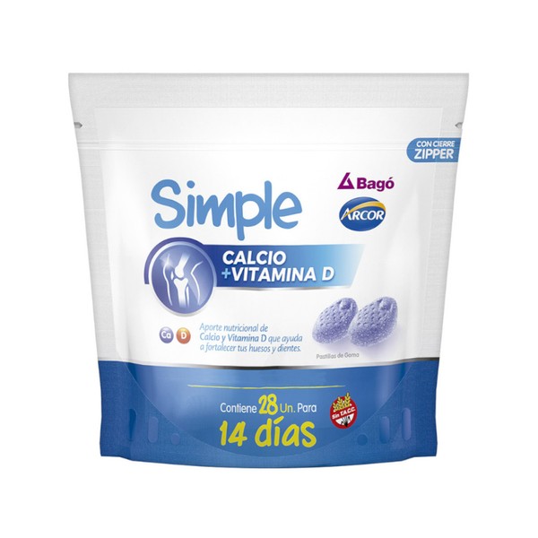 Arcor Simple Calcium + Vitamin D Supplement - Bone Health & Strength Calcio + Vitamina D, 132 g / 4.66 oz