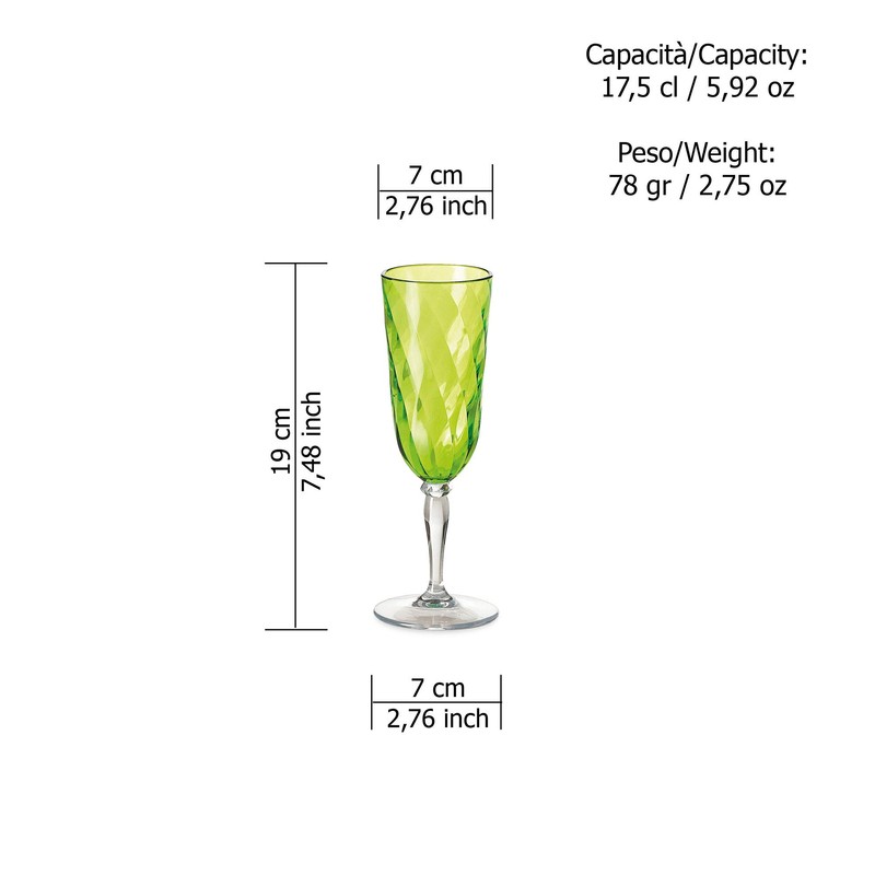 Omada Design 4 Glasses for Champagne, 6,89 fl oz Flute