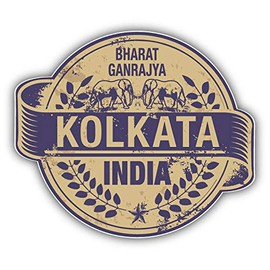 JJH Inc Magnet Kolkata City India Grunge Travel Stamp Flexible Vinyl Magnet Waterproof Car Magnetic Bumper Sticker 5"
