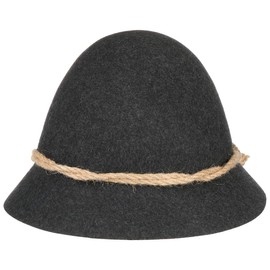 Hutshopping Schinderhannes Oktoberfest Costume Hat for Women/Men/Children, Hiking Hat Made of Wool Felt, Shooting Hat with Cord Fitting, Felt Hat Winter/Summer, Oktoberfest Hat, charcoal