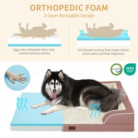 Casa Paw Orthopedic XL Dog Bed for Extra Large Dogs, Waterproof Memory Foam Dog Beds with Sides, Non-Slip Bottom and Egg-Crate Foam Big Dog Couch Bed with Removable Washable Cover(X-Large,Pink)