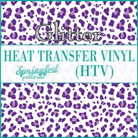 White & Purple Leopard Spots Pattern #3 Glitter HTV 12x18 Sheet Heat Transfer Vinyl Cheetah Print