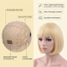 Blonde Wig, Blonde Bob Wig for Women, Short Blonde Wigs for Women for Cosplay and Social Events, Ladies Wigs UK for Style Transformations