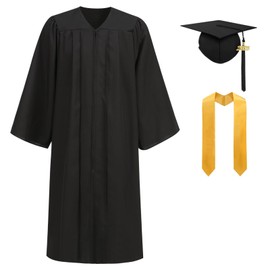 AGCOAH Graduation Gowns for Adults Robe Masters Cap and Bachelor 2025 5 PCS Commencement Ceremony Choir Robes (Black-45)