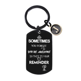 Inspirational Gift For Women Friends Keychain With Initial Letter Graduation Gifts Christmas Birthday Gift For Daughter Sister Niece (J)