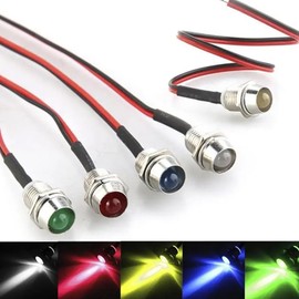 Vrabocry 10pcs 5mm LED Diode Light Diffused Frosted Round Lens with 8mm Panel Mount 12V Universal Flush Dash Board Indicator Panel Socket Lights for Cars Boats lamp Bulb (White 10pcs)