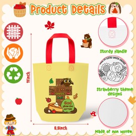 Fall Coloring Goodie Bags for Kids - 24Pcs Autumn Religious Theme Bulk Color Your Own Gift Bags with Handle Thanksgiving Reusable Coloring Bags Non Woven Tote Bag for DIY Crafts Painting Party Favors