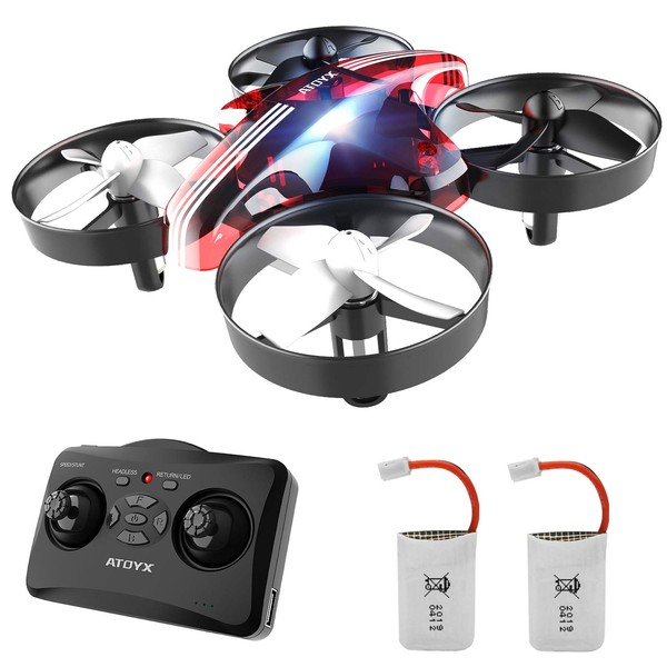 ATOYX Mini Drone for Kids and Beginners,Portable Remote Control RC Quadcopter Drone Toy, Best Drone for Boys and Girls with Altitude Hold, 3D Flips, Headless Mode,LED Light&Extra Batteries AT-66(Red)