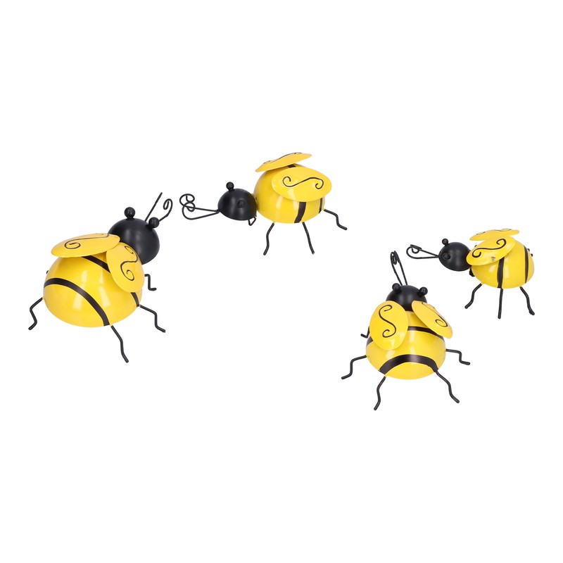 4Pcs/Set Wrought Iron Bee Decoration Wall Hanging 3 Dimensional Bee