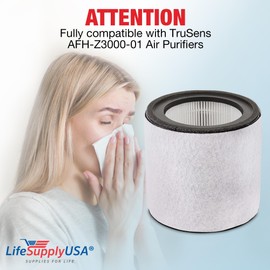 3-in-1 True HEPA Air Cleaner Replacement Filter + Pre-Filter + Carbon Filter Compatible with TruSens AFH-Z3000-01 Air Purifiers by LifeSupplyUSA