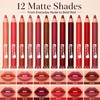 FORSEEKUP Lip Liner Set,Matte Nude Pink Brown Lip Pencils,01-12PCS