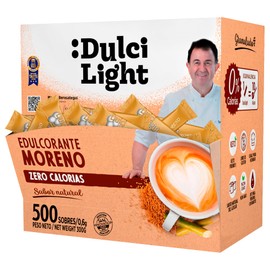 ‎DULCI LIGHT DULCE Y FAVORABLE Cane Honey Brown Sweetener, 500 Packets, Sweetener No Calories for Drinks and Food, Natural Sugar Substitute