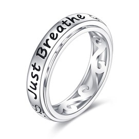 JERWLI Anxiety Rings for Women Sterling Silver Rings Anxiety Fidget Rings Jewelry Gifts Anxiety Relief Items for Women., Sterling Silver, No Gemstone