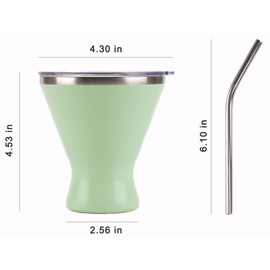 10oz Stainless Steel Martini Glass with Lid and Straw - Temperature Insulated Cocktail Tumbler for Every Outdoor, Picnic, Poolside, Beach & Patio Party (Coral, Pack of 1)