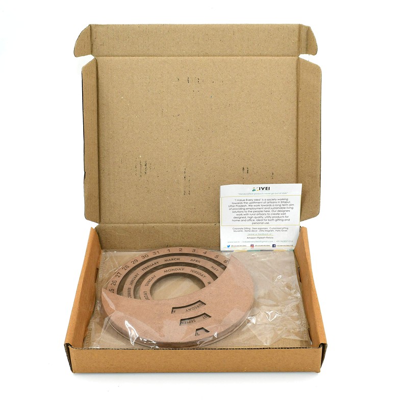 IVEI DIY MDF Circular Perpetual Calendar - Blank Wooden Craft