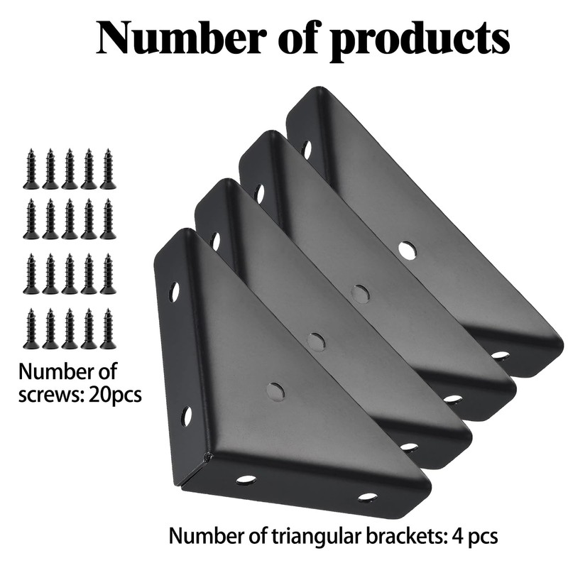 L&M Trapeziform Angle Brackets 4 PCS , Shelf Brackets Heavy