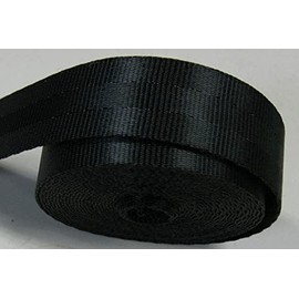 MTP 1"/1.5"/ 2" x 5/10 Yards Seat-Belt Black Polyester Webbing Strap Repair 3 Panel 2500 lbs Heavy Duty Backpack (1" x 5 Yards)