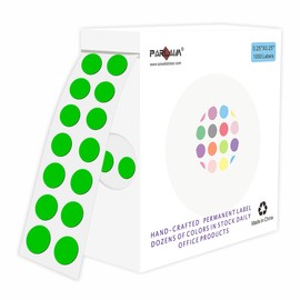 PARLAIM Dot Stickers 1/4 Inch Permanent Color Coding Sticker Label, 1000 PCS Small Round Circle Sticker Dots Labels per Dispenser Box, Green