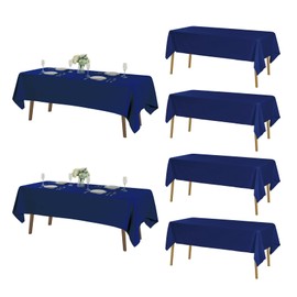 Fokitut 6 Pack Rectangle Tablecloth, 60x102 Inch, Stain Resistant and Wrinkle Polyester Table Cloth, Fabric Table Cover for Kitchen Dining, Wedding, Party, Holiday Dinner-Royal Blue