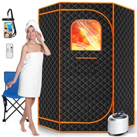 RELEXNOW Portable Steam Sauna for Home, Portable Sauna Box Full Body for Home with 9 Adjustable Heat Levels, Steam Sauna with 3L 1500W Steamer, Folding Chair, 99 Minute Timer