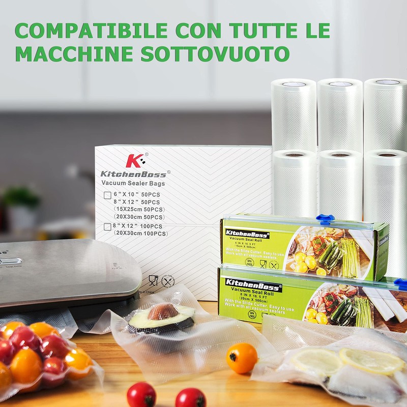 KitchenBoss 3 Rolls Vacuum Food Storage Bags 20 x 500
