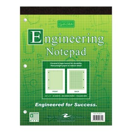 ROARING SPRING Signature Collection Covered Engineering Pad, Frame Front 1/2" Right Margin, 8.5" x 11", 80 Sheets, Heavyweight 20 lb Green Paper