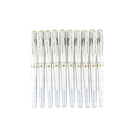 Uni Ball Signo UM-153,1.0mm, Gel Ink Rollerball Pens, White, 10 Set with MIYABI Stationery Original Pen Case Set(UM153.1x10)