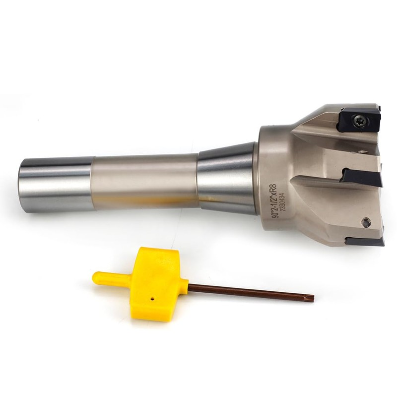 OSCARBIDE Indexable End Mill,R8 Shank,2-1/2" Cutting Dia, 6-1/4" Length, 90°,