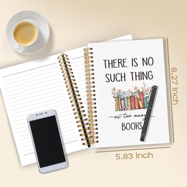 WARDOS Book Lovers Gifts Spiral Notebook Journal 5.5x8.3, Reading Log Journal for Book Lovers, Readers Bookworm Librarian Gifts, There Is No Such Thing As Too Many Books Floral Notebook